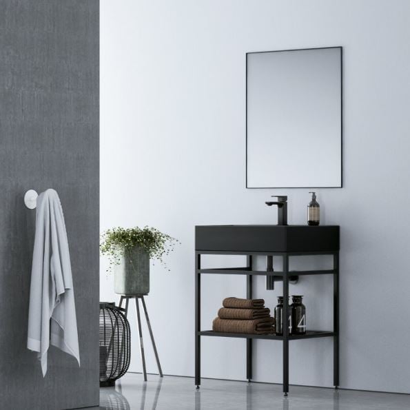 Orka Cape Town 60 cm Ayaklı Siyah Lavabolu Banyo Dolabı 